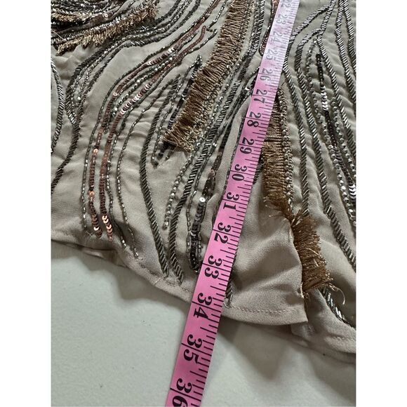 Asos Design Women's Embellished Swirl Mini Dress Taupe Size 14 🛑 - Picture 12 of 14